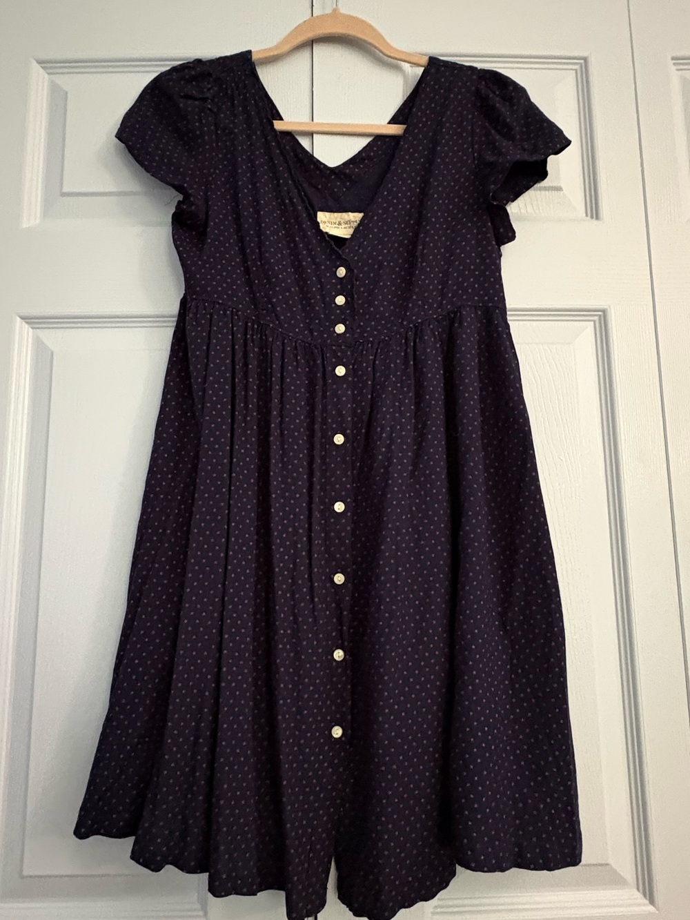Ralph Lauren Navy & Red Polka Dot Button-Front Dress S